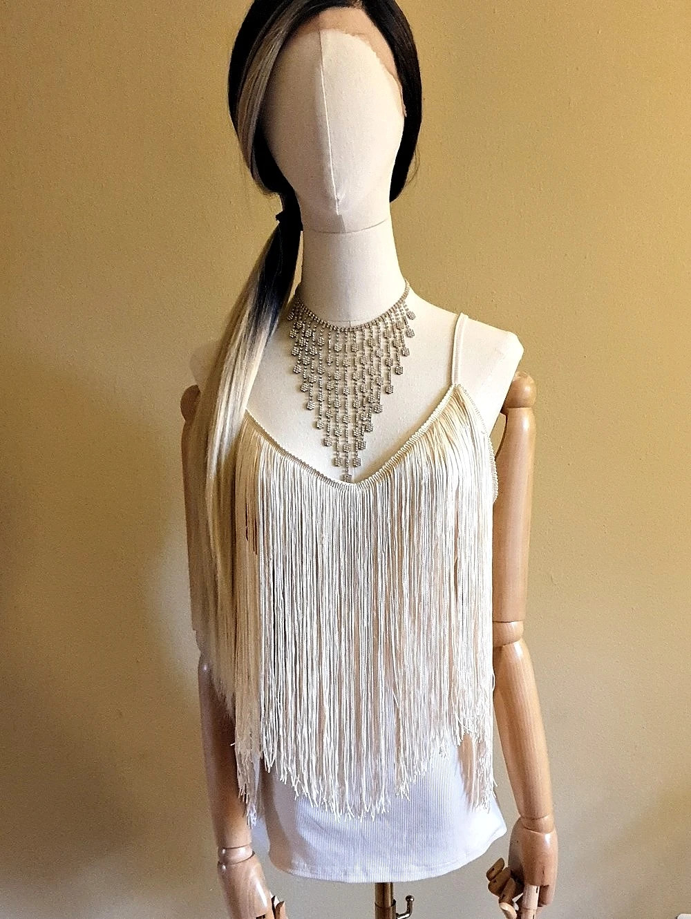 Fringe Camisole in White Like New